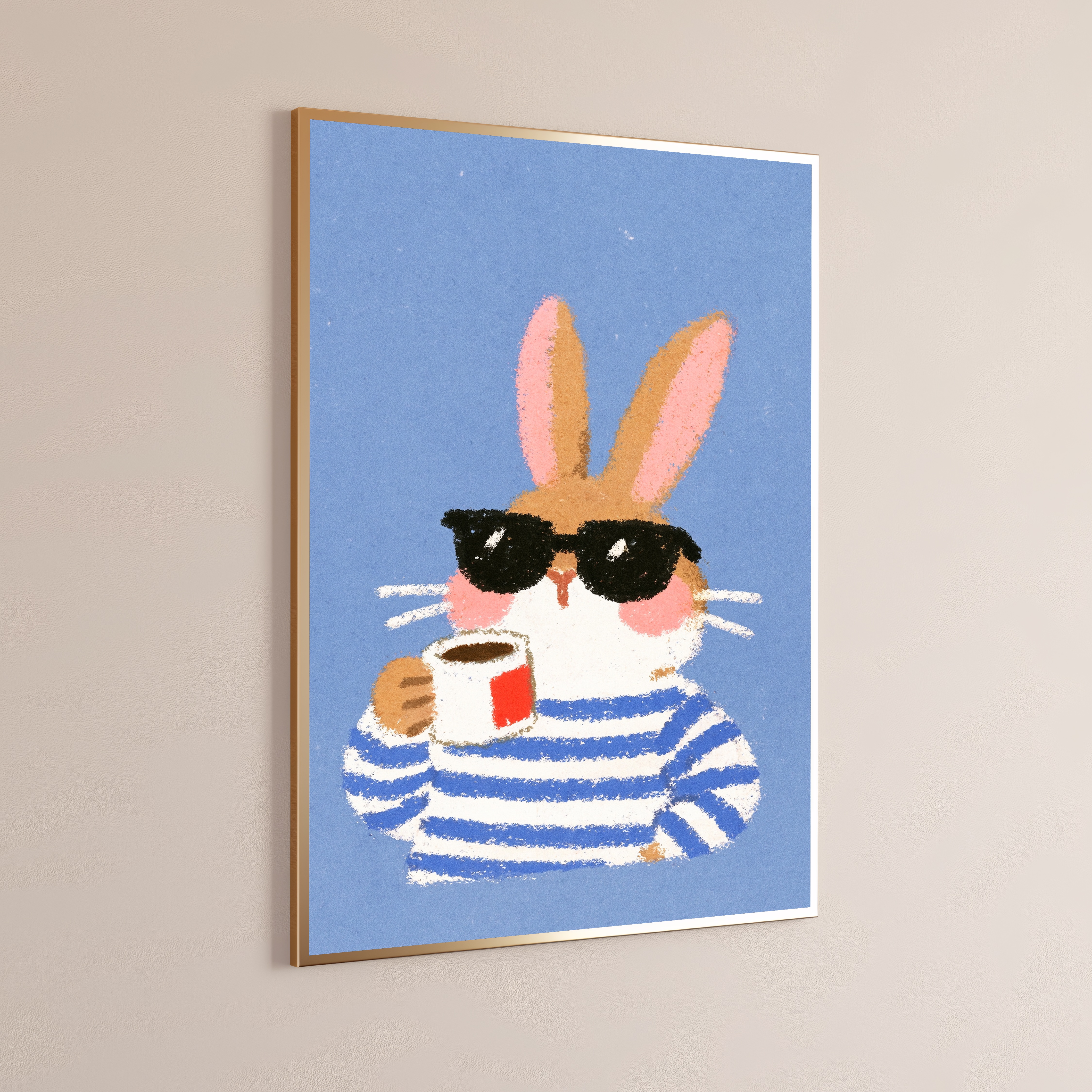 Cool Rabbit Sunglasses Coffee Pop Art Print