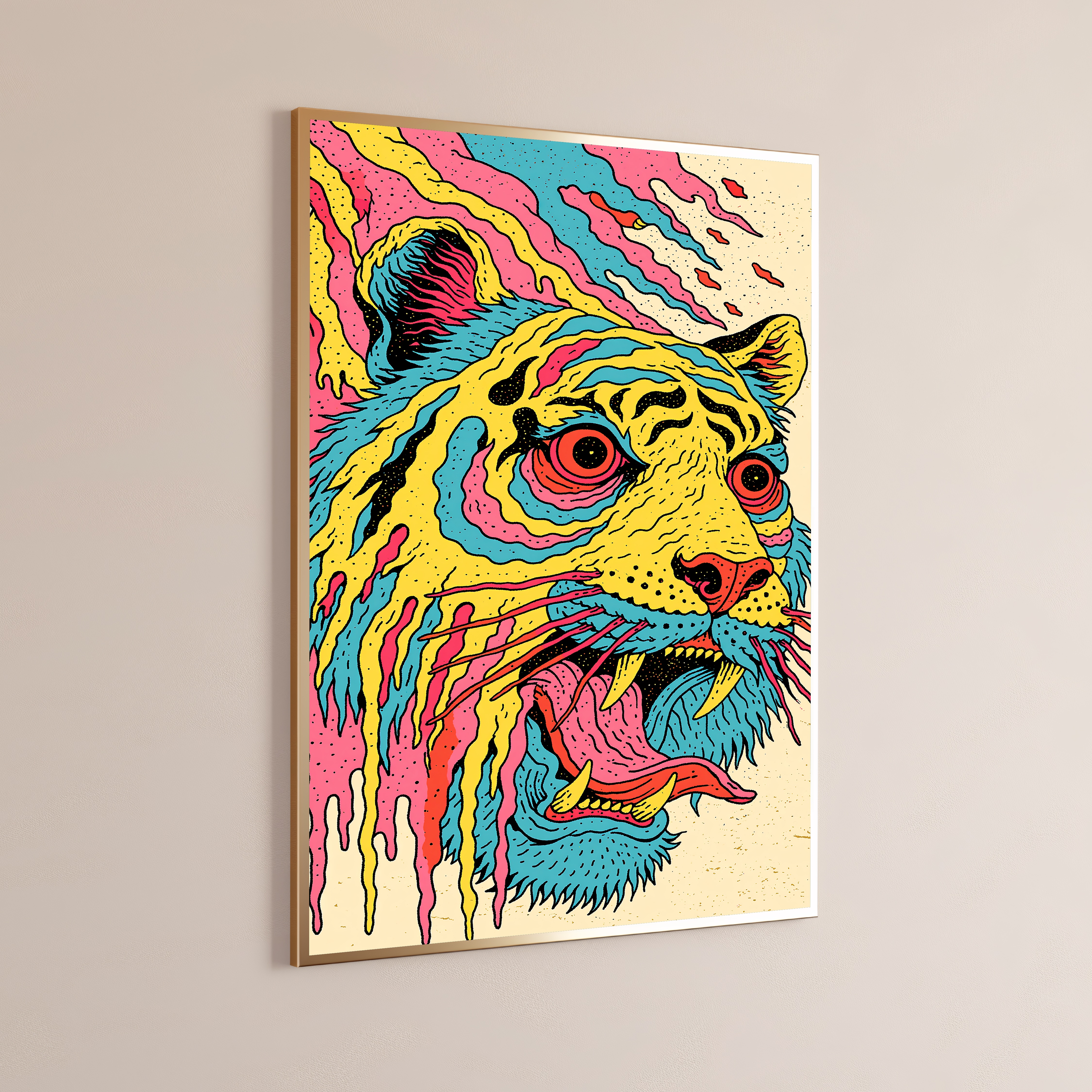 Neon Wildcat Pop Art Print